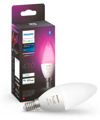 Obrázok produktu pre Philips Hue White and colour ambience 8719514356610, Inteligentná žiarovka, Bluetooth/Zigbee, Biela, LED, E14, B39