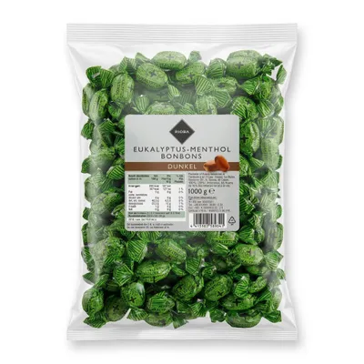 Produktbild von Rioba Eukalyptus Menthol Bonbons Dunkel 1kg – Hustenbonbons