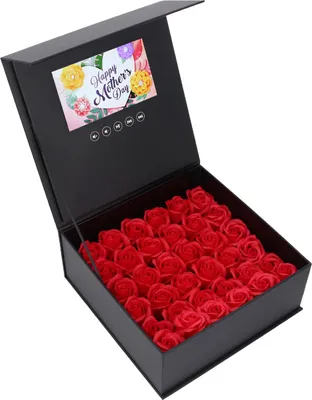 Obrázek produktu pro Krabička na růže s videopozdravem, krabička na květiny, 7palcový barevný displej pro svatby, reklamu, marketing, podporuje přehrávání HD, integrovaný reproduktor