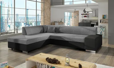 Produktbild von NABBI Ecksofa mit Zersetzung u Lagerraum Pinero L - hellgrau / schwarz