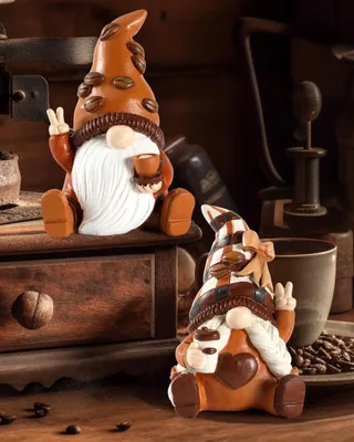 Produktbild von Omgoods – Set mit 2 Kaffeegnom-Figuren zur Dekoration