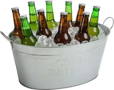 Image de Seau à boissons avec poignée, 24 litres, seau en zinc étanche, seau à boissons, grand seau à champagne, seau à glace, seau pour garden-party, jardinière, seau en zinc