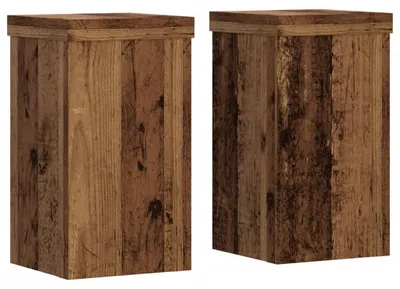 Image de vidaXL Support pour plantes 2 pcs. Aspect vieux bois 10x10x18 cm Matériau dérivé du bois