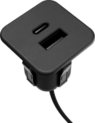 Produktbild von USB-C u. A Einbau-Hub für Möbel & Tischplatten Schwarz o. Silbergrau Schwarz