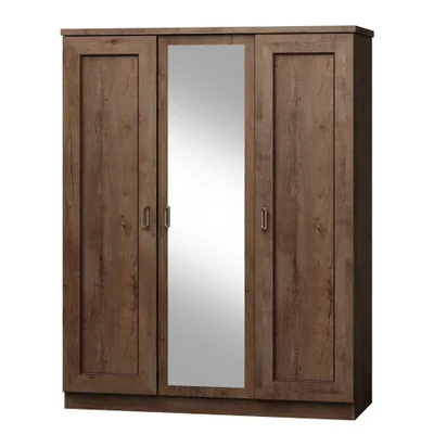 Obrázok produktu pre Trojdverová šatníková skriňa so zrkadlom MERLO - 135 cm, dub lefkas