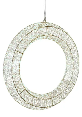 Produktbild von LED Metallkranz 58 cm mit 1800 warmweißen LEDs Timer Fernbedienung IP44