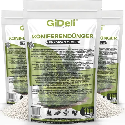 Produktbild von Koniferendünger 3kg NPK 5-9-12 Thuja Hecke Zypresse Nadelbäume Magnesium GiDeli