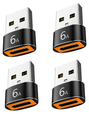 Produktbild von INF USB-C auf USB-A Adapter 4er Set Schwarz Aluminium PD 6A 1.49cm x2cm
