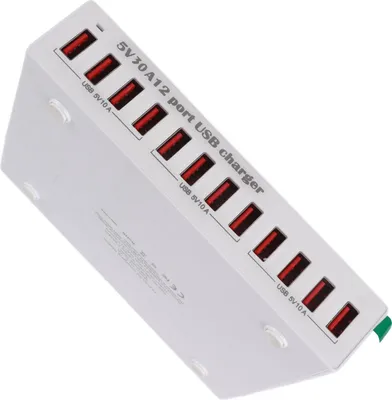 Produktbild von USB-Ladestation 12 Port Intelligenter Shunt LED-Anzeigeleuchte Automatische Erkennung USB-Ladehub 100?240VEU Stecker