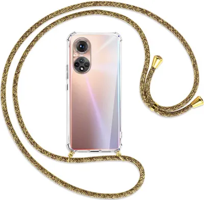 Produktbild von Handykette Backcover-Schutzhülle mit Band (Metall goldfarben) für Honor 50 (NTH-AN00) - braun+beige
