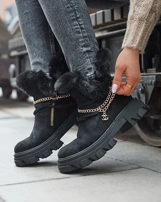 Produktbild von Schwarze Damenstiefel aus Öko-Wildleder mit Kette Videric - Footwear, Größe 38