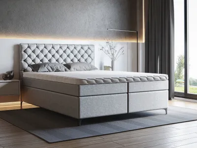 Produktbild von Furmeb24 - PARIS 180 x 200 cm - Boxspringbett mit Bettkasten und Holzrahmen Polsterbett , Glamur , Doppelbett mit h¶her Kopsttze - Inclusiver Topper - (Amor Velvet 4318)