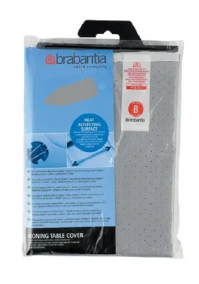 Produktbild von Brabantia Bügelbrett Bezug, Bügelbezug, Bügeltischbezug, Bügelbrettbezug, Baumwolle metallisiert & 2mm Schaumstoff, mit Kordelzug, Größe B, 124 x 38 cm, Silber, 317705