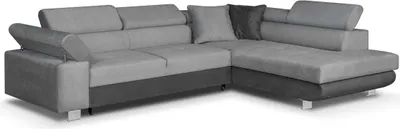 Produktbild von Ecksofa mit Schlaffunktion, CREDO Wellenfedern, rechts - Hellgrau/Grau