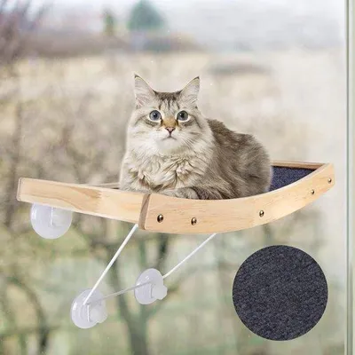 Produktbild von Famanu Katzenhängematte aus Holz mit Metall - für Fensterplätze bis 18 kg (42 x 29 cm)