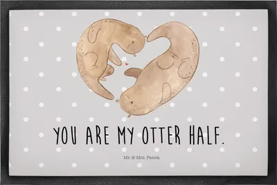 Produktbild von Mr. & Mrs. Panda Schmutzmatte Otter Herz 50 x 75 cm - Grau Pastell - Geschenk, fußmatte, Liebe, Schmutzfangmatte, hausmatte, Bodenvorleger, Fussmatte, Hochzeitstag