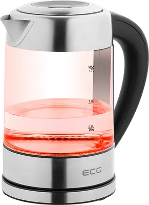 Obrázek produktu pro ECG RK 1777 COLORE | Rychlovarná konvice | Objem 1,7 l | 60 do 100 °C | Sklo- nerez | Skryté topné těleso | Světelná LED signalizace