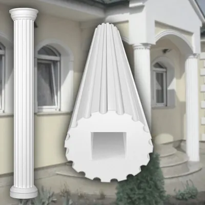 Produktbild von PRESTIGE DECOR Säule mit Steg-Kannelierung 2m 305x305mm Säulenschaft Kunstharzputz weiß, Fassadenverkleidung aussen Stucksäule Wandverkleidung (Schaft LC102-21F, vollrund)