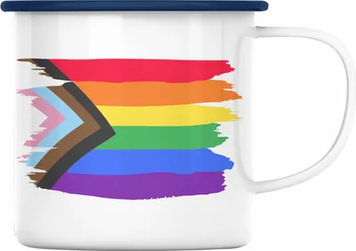 Produktbild von Trendation - Regenbogen Emaille Tasse Geschenk LGBT Schwule Lesben Transgender Grafik Pride Flagge (Blau)