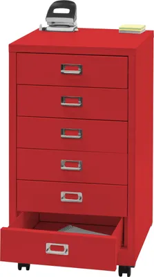 Produktbild von Kontener mobilny HWC-L49, szafka z szufladami stalowa szafka na dokumenty, metal 75x40x41cm 6 szuflad ~ czerwony