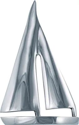 Produktbild von Vernickelte Segelyacht aus Messing, 12x19cm – Nautische Akzente Dekoration