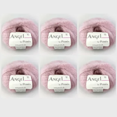 Obrázok produktu pre 6x Angel od Permin – luxusná priadza z detského mohéru a hodvábu (70/30) (55 jemná ružová)
