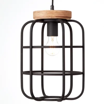 Produktbild von Brilliant Pendelleuchte Gwen Holz/Schwarz korund Ø25cm max. 40W E27 kürzbar