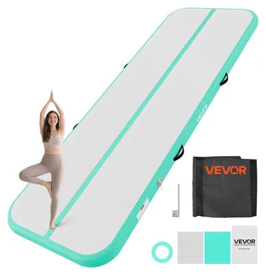 Produktbild von VEVOR Aufblasbare Gymnastikmatte 300x100x10 cm Airtrack-Turnmatte für Training, Wettkampfsport & Yoga, mit Rutschfester Oberfläche, 600-W-Elektroluftpumpe, Reparaturflicken, Düsen & Tasche, Mintgrün