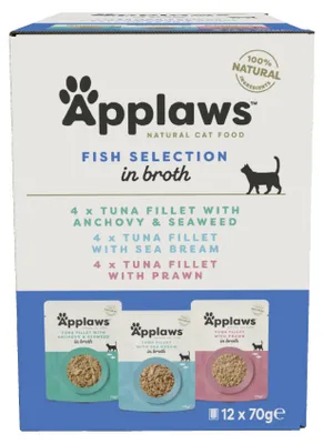 Produktbild von APPLAWS Fish selection multipack in broth - nassfutter für Katzen - 12x70g