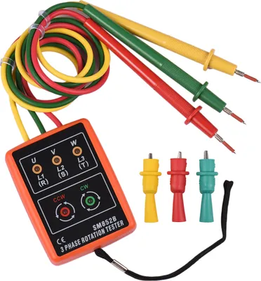 Image de Phase Tester Portable 3 Phase Rotation Tester Phase-sequence Meter Phase-order Indicator with LED Buzzer 60V~600VAC Phase Sequence Checker