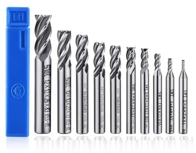 Produktbild von Fräsbohrer Set 10-teilig, HSS, 4 Schneiden, 2 mm bis 12 mm, für Metallbearbeitung