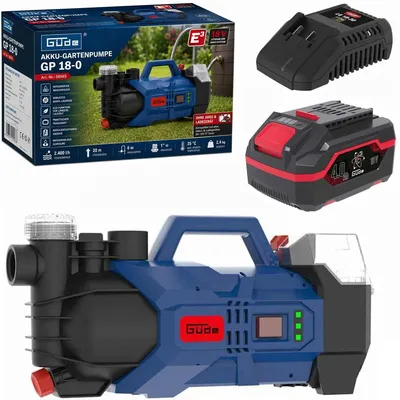 Produktbild von Güde Akku Gartenpumpe GP 18-0 18 V mit Akku 4.0 Ah und Ladegerät integrierter Wasserfilter