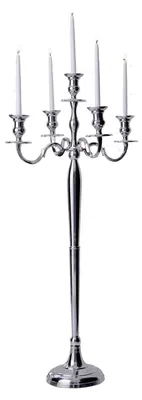 Produktbild von Großer 5-armiger Kerzenständer Lüster 120 cm Aluminium poliert