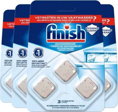 Image de Nettoyant machine Finish - Pendant le lavage - 12 comprimés - 4 x 3 pièces - Pack économique