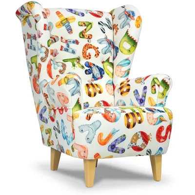 Produktbild von Kinder-Ohrensessel – Klassisch – 62 × 82 × 69 cm (B/H/T) – Veloursstoff – Kindermuster – bequem – IVAR Kids