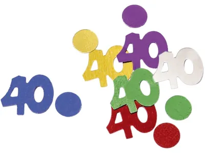 Imagen del producto de PaperStyle 44099: Confeti con forma del número 40, 10 gramos, aproximadamente 15 mm, de colores variados