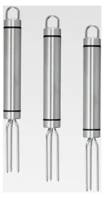 Produktbild von 3 Stück Edelstahl-Pellkartoffelgabel, Maisgabel mit 3 Zinken, Silber, 18,3 x 1,9 cm, Wiederverwendbar