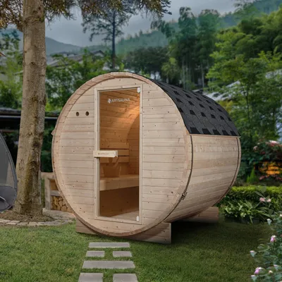 Produktbild von Artsauna Outdoor Fasssauna Spitzbergen 180 für 4 Personen - 6 kW Ofen & Zubehör