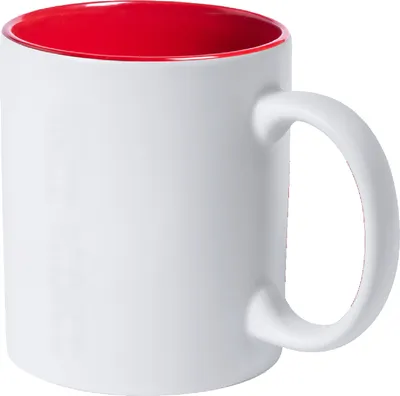 Produktbild von Keramiktasse / Kaffeetasse / 350 ml / Farbe: aussen weiß, innen rot