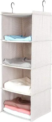 Productafbeelding van Hangende kledingkast - Geavanceerde Oxford-stoffen hangende - Schoenen - 4-planken - Wasbaar - Beige