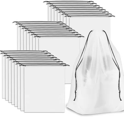 Produktbild von PolkaHome® 24 Stück Schuhbeutel Reise wasserdicht EVA Schuhschoner mit Kordelzug transparent Organizer für Schuhe Kosmetik