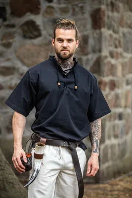 Produktbild von Mittelalter-Kurzarmhemd Schwarz "Eric" L