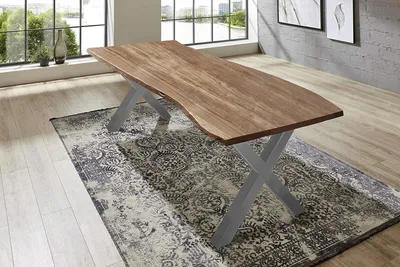 Produktbild von Esstisch Baumkante massiv Akazie natur 260 x 100 silber XAVER