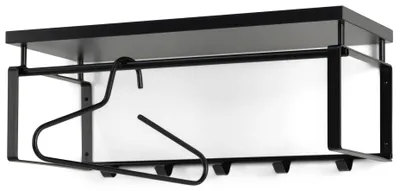 Wandgarderobe REX 3 Schwarz Garderobe mit 5 Haken und Hutablage