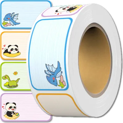 Produktbild von EDIBAZZAR | Sticker Etiketten bunt auf Rolle 280 Stück für Kinder DIY
