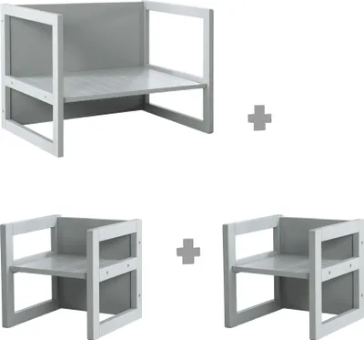 Produktbild von roba Sitzgruppe im Landhausstil für Kinder, 2 Hocker & eine zum Tisch umwandelbarer Kinderbank