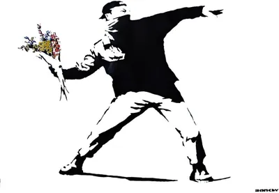 Produktbild von Banksy Poster Graffiti Throwing Flowers + Geschenkverpackung. Verschenkfertig!