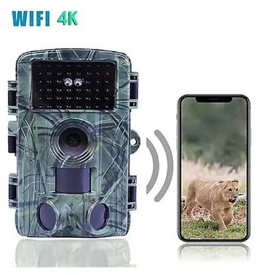Produktbild von AIORBER Wildkamera mit 60MP, Bewegungserkennung, 0,2s Auslösezeit, Nachtsicht mit 46 IR-LEDs, für Jagd & Überwachung, 7,7 x 5x13 cm, Tarnfarbe