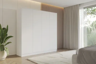 Produktbild von ALTDECOR Kleiderschrank GELE - 200x200x51 Weiß Schrank Garderobenschrank Mehrzweckschrank mit modernen glatte Fronten