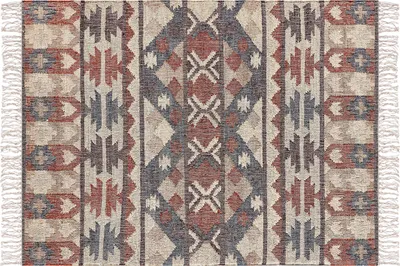 Produktbild von BELIANI Teppich Mehrfarbig aus Jute 160 x 230 cm Rechteckig mit Fransen Geometrisches Muster Kurzflor für Wohnzimmer Schlafzimmer Esszimmer